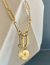 Load image into Gallery viewer, Paperclip Medallion Caribbean Necklace