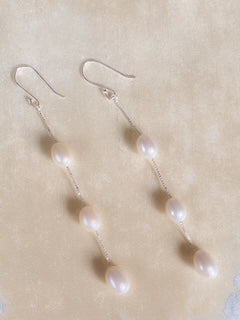 Triple pearl drop earrings