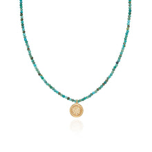 Load image into Gallery viewer, Beaded Turquoise Circle Pendant Necklace