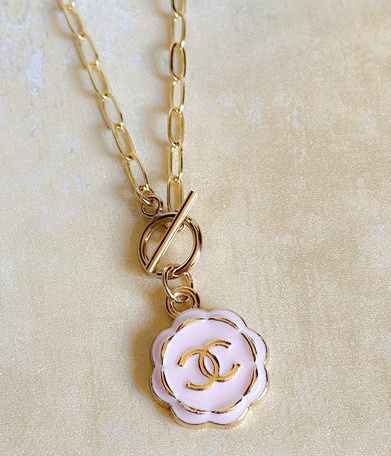 CC necklace gold and pink