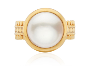 Coin Pearl scalloped cocktail ring