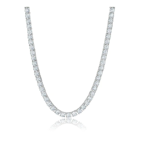 Classic Tennis Necklace Finished in Pure Platinum - 16