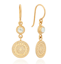 Load image into Gallery viewer, Mother of Pearl and Disc Drop Earrings