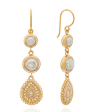 Load image into Gallery viewer, Pearl Scalloped Triple Drop Earrings
