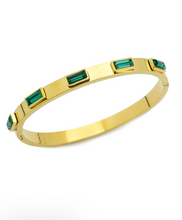 Load image into Gallery viewer, Emerald Gold Bangle Bracelet