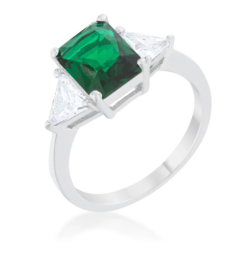 Silver emerald ring