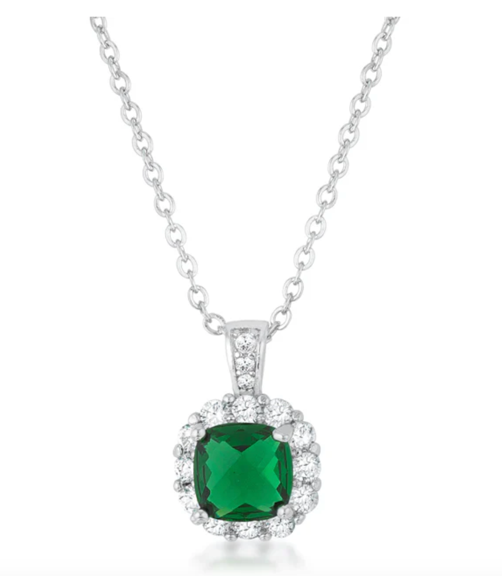 Emerald and Cz Necklace