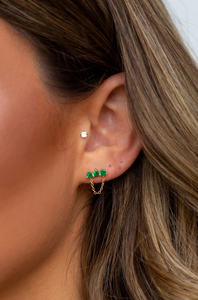 Emerald chain studs