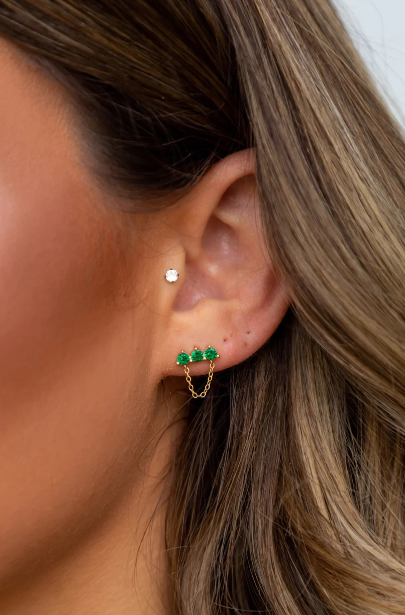 Emerald chain studs