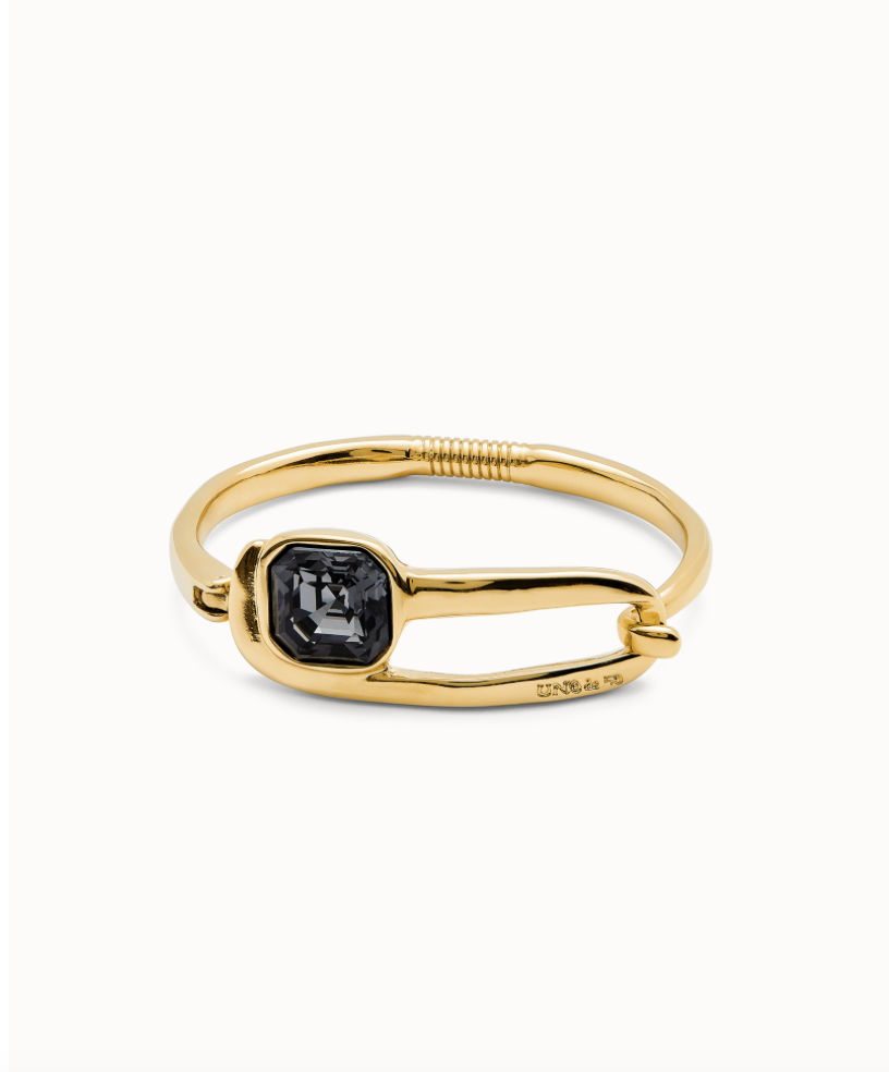 18k gold-plated bangle bracelet with black faceted crystal