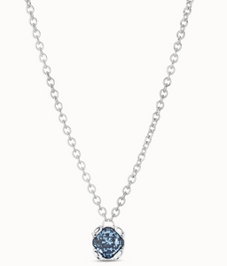 Sterling silver-plated necklace with blue crystal