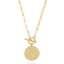 Load image into Gallery viewer, Contrast Dotted Circle Toggle Necklace