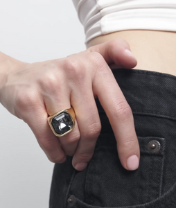 Square Shape Ring with Crystal