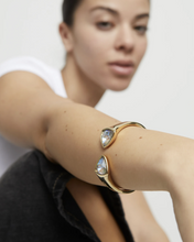 Load image into Gallery viewer, Bangle Bracelet with Two Multicolored Crystals