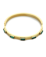 Load image into Gallery viewer, Emerald Gold Bangle Bracelet