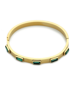 Emerald Gold Bangle Bracelet