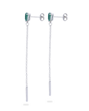 Load image into Gallery viewer, Emerald drop chain earrings