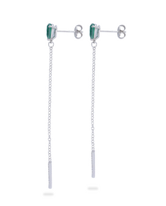 Emerald drop chain earrings