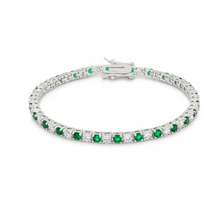 Load image into Gallery viewer, Silver Emerald tennis bracelet