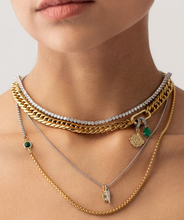 Load image into Gallery viewer, Emerald and Gold tennis necklace