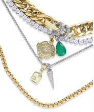 Load image into Gallery viewer, Emerald and Gold tennis necklace