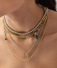 Load image into Gallery viewer, Emerald and Gold tennis necklace