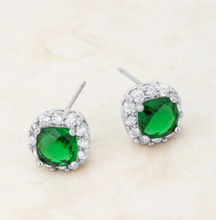 Load image into Gallery viewer, Liz 2ct Emerald CZ Stud Earrings