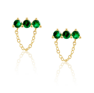 Emerald chain studs