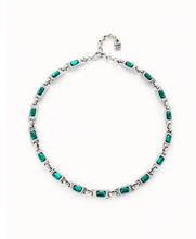 Load image into Gallery viewer, Sterling silver-plated necklace with green crystals