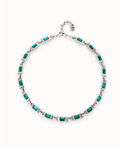 Sterling silver-plated necklace with green crystals