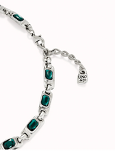 Load image into Gallery viewer, Sterling silver-plated necklace with green crystals