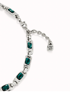 Sterling silver-plated necklace with green crystals