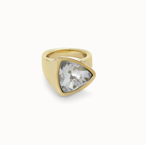Triangular Ring with Green Crystal