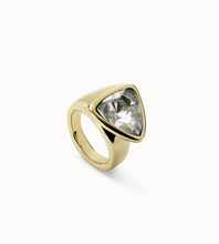 Load image into Gallery viewer, Triangular Ring with Green Crystal