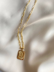Lucy Letter Plate Necklace: K