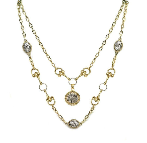 Tat 2 Gold and Silver Coin Necklace