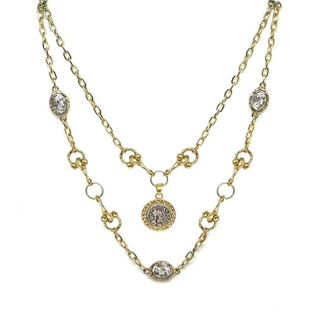 Tat 2 Gold and Silver Coin Necklace