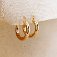 Load image into Gallery viewer, 18k Gold Filled Classic 25mm Tube Hoop Earrings