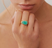 Load image into Gallery viewer, Turquoise Asymmetrical Cocktail Ring