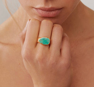 Turquoise Asymmetrical Cocktail Ring
