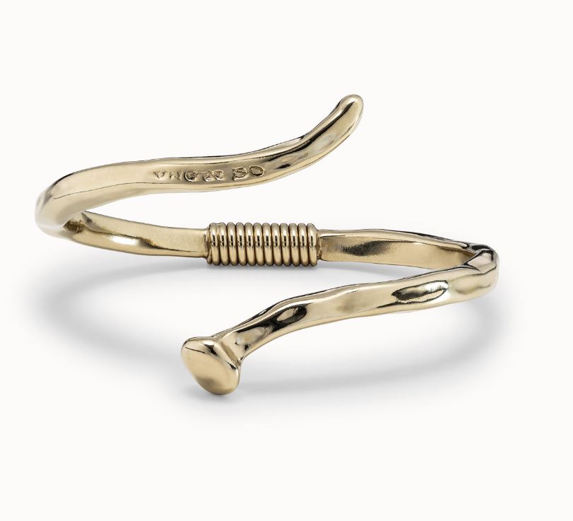 UNOde50 Bracciale Rigido B12 - Design A Chiodo A Spirale In Lega Placcata Oro - Fatto A Mano - 4
