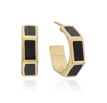 Load image into Gallery viewer, Black Onyx Inlay Hoop Earrings