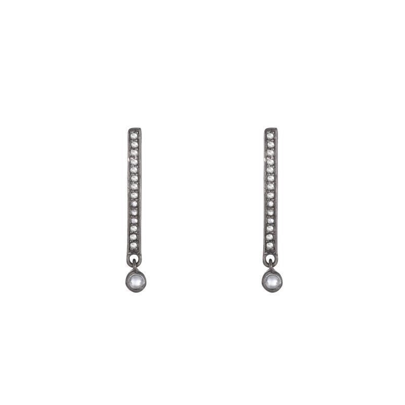 Brooklyn Diamond Bars with Moonstone Dangle Earrings