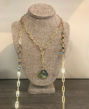 Load image into Gallery viewer, Labradorite Tear Paperclip Necklace