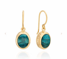 Load image into Gallery viewer, Chrysocolla oval earrings