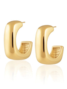 Gold Chunky square hoop earring