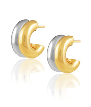 Load image into Gallery viewer, Gold two tone chubby hoop earrings