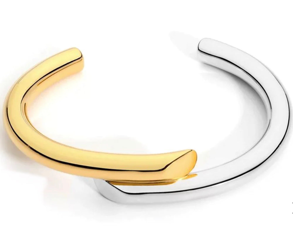 Gold and silver cuff two tone bracelet