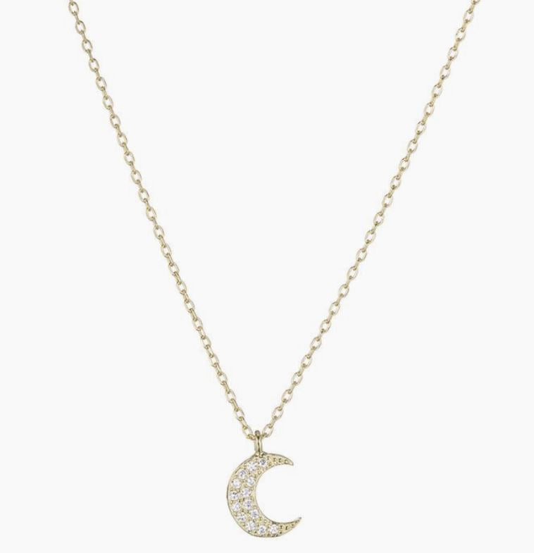 Melrose CZ Crescent Moon Necklace