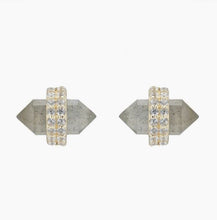 Load image into Gallery viewer, Montreal Bullet and Pave Band Earrings